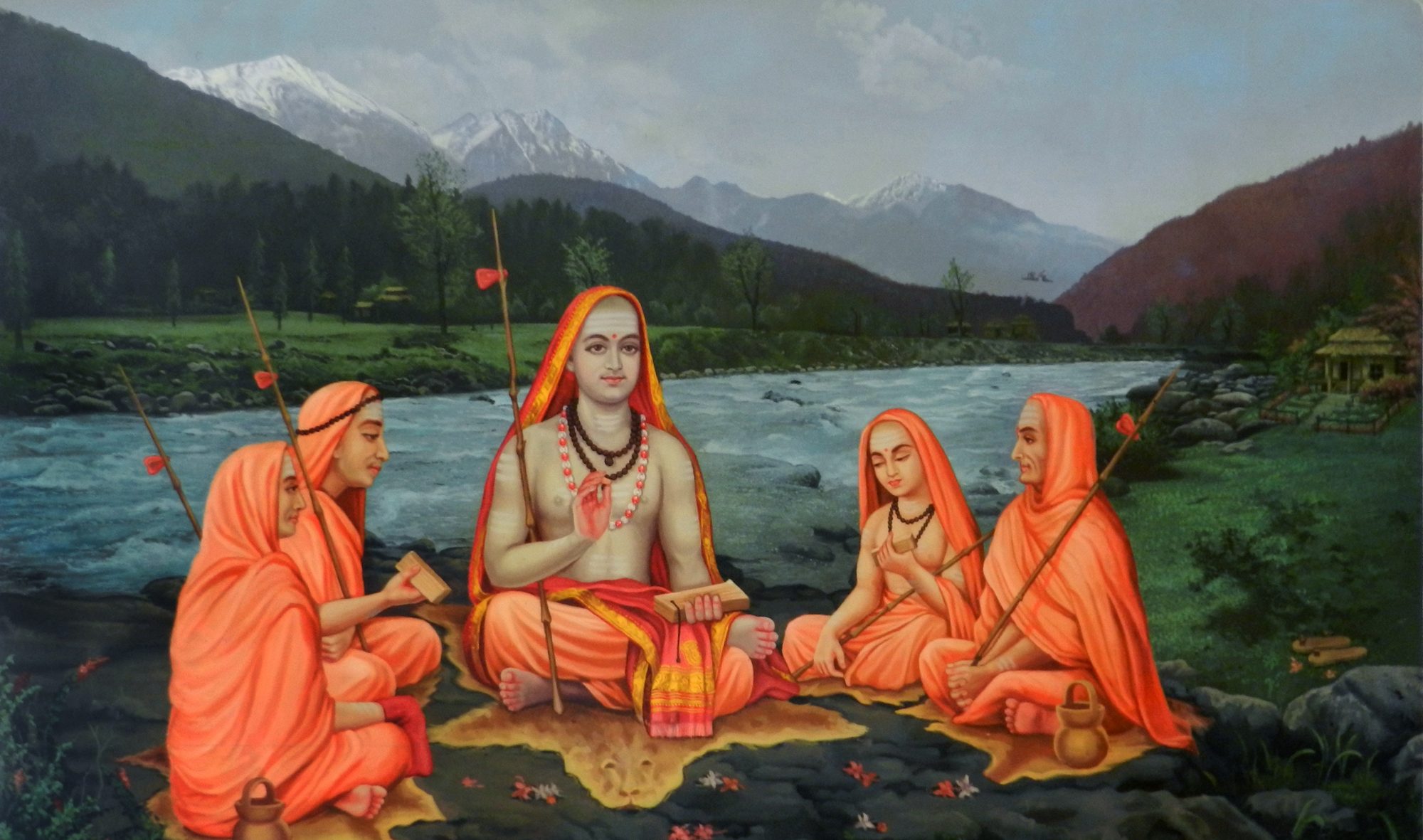Śaṅkara with his disciples by a Himalayan river