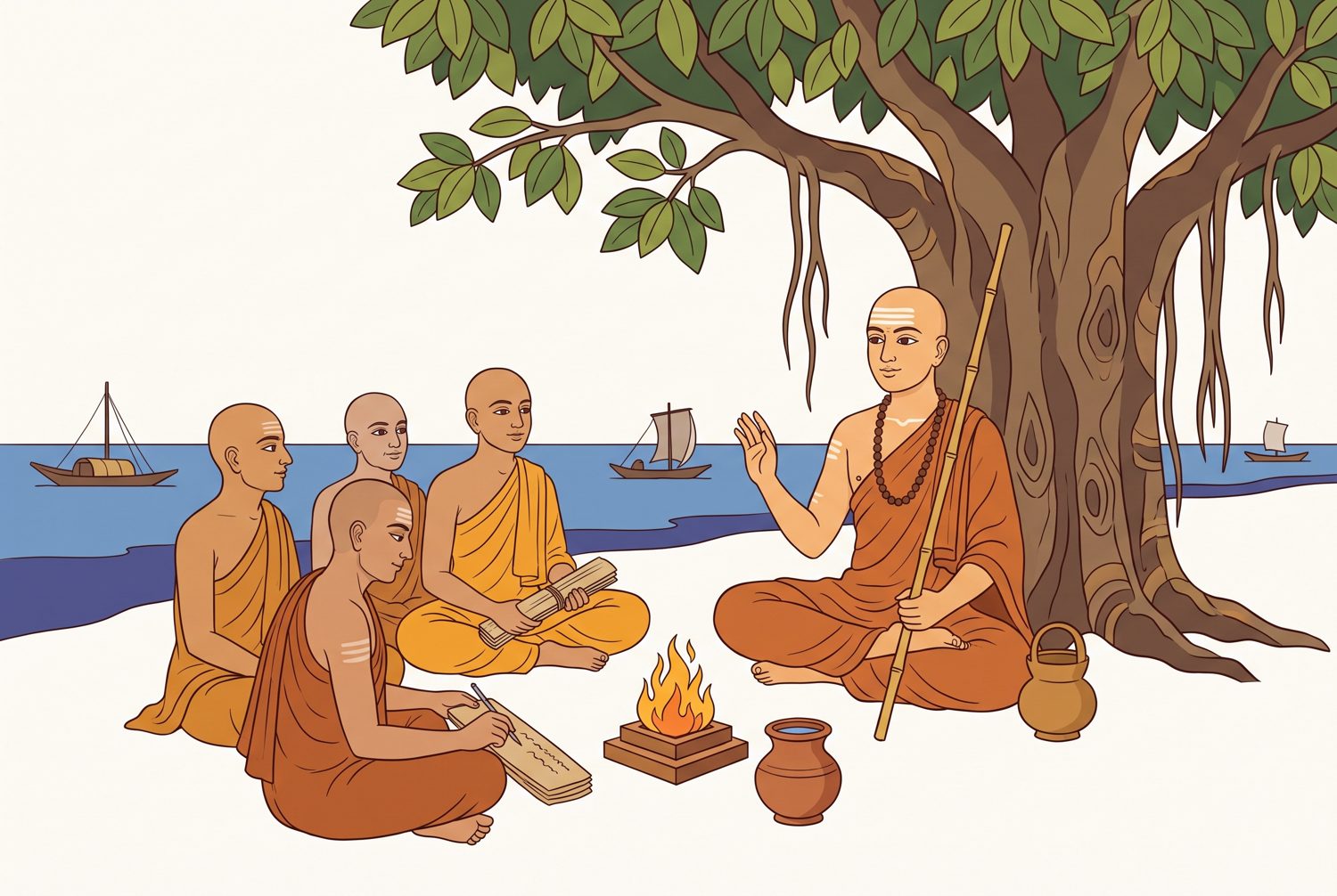 Śaṅkara teaching by the Gaṅgā